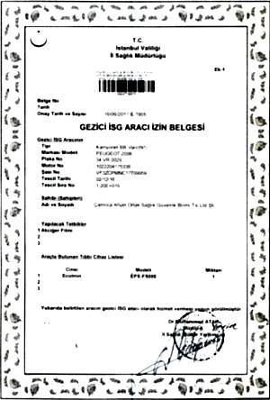 Gezici İSG Aracı Belgesi 2
